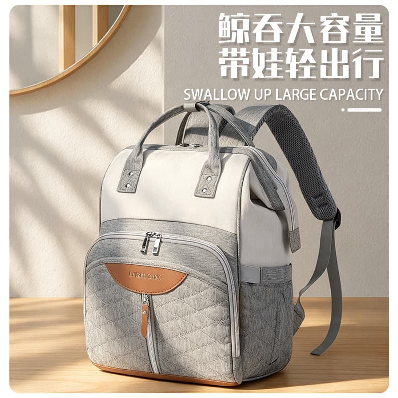 Lightweight Simple Mommy Bag for Outings, Double Shoulder Backpack, Can Hang on Stroller, Large Capacity Oxford Cloth Storage Maternity Baby Bag