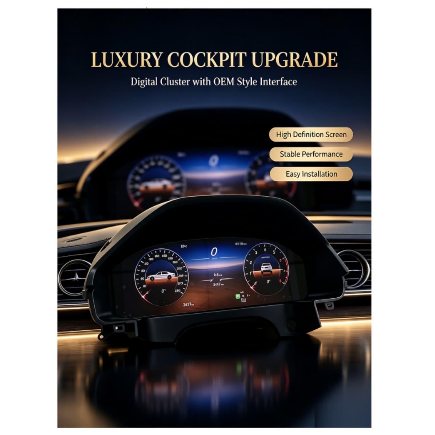 Compatible with Mercedes-Benz E-Class W212/NTG4.0/4.5 Upgrade to 12.3-inch Full LCD Instrument Cluster Plug and Play