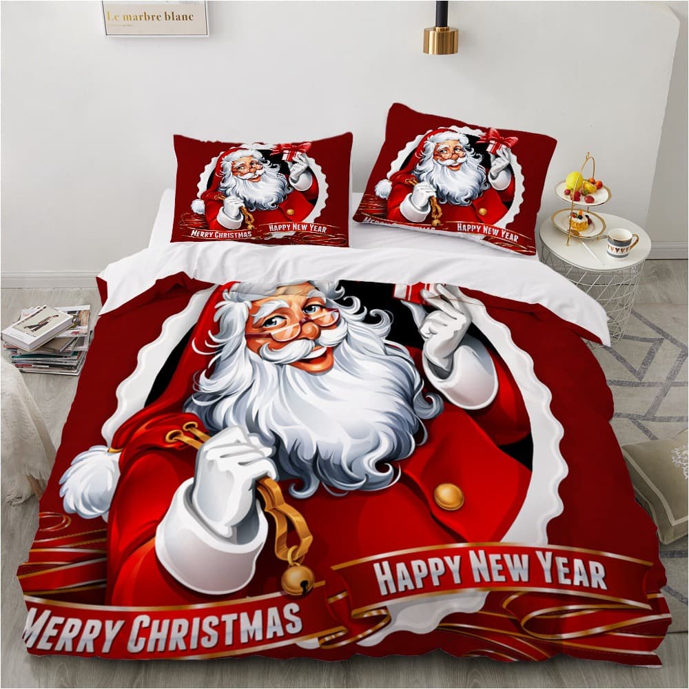 Foreign Trade Cross-border Duvet Cover Pillowcase 3-4 Piece Set Premium Bedding Ebay Amazon Santa Claus Series