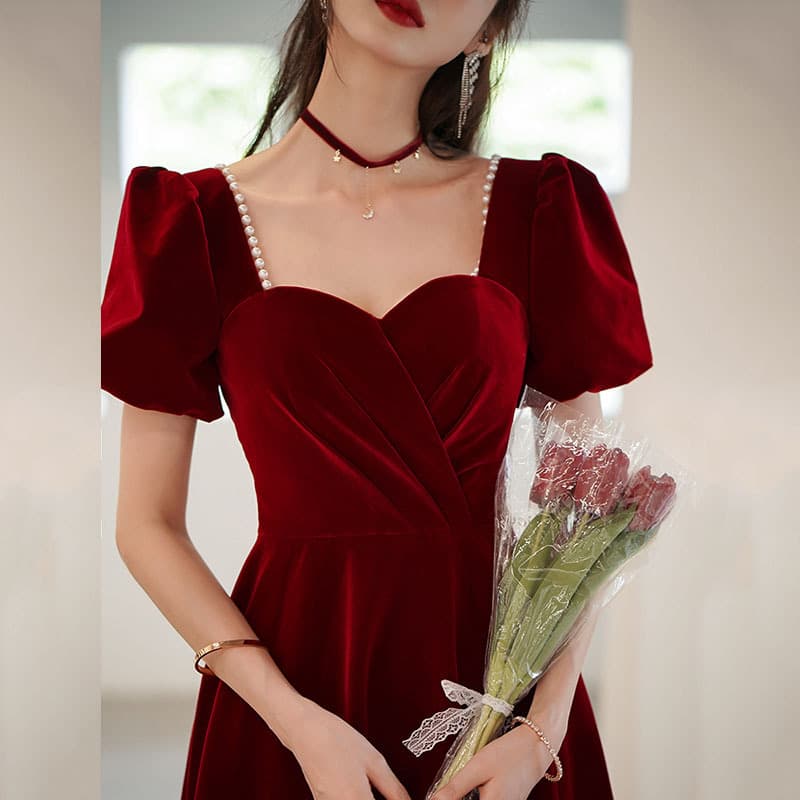 2024 New Autumn Small Wedding Engagement Return Dress You Can Normally Wear French Velvet Toast Dress Brides
