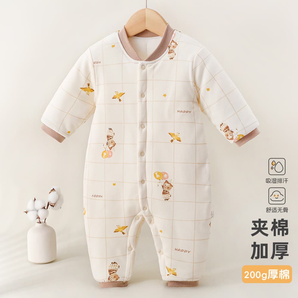 Baby Romper Cotton-Padded Thick Winter Outfit Infant Bodysuit Class A Pure Cotton Warm Casual Wear