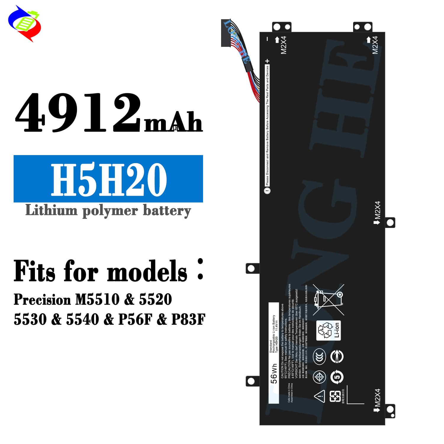Suitable for Dell H5H20 laptop battery 5520/5530/5540/P83F Inspiron7591 9560