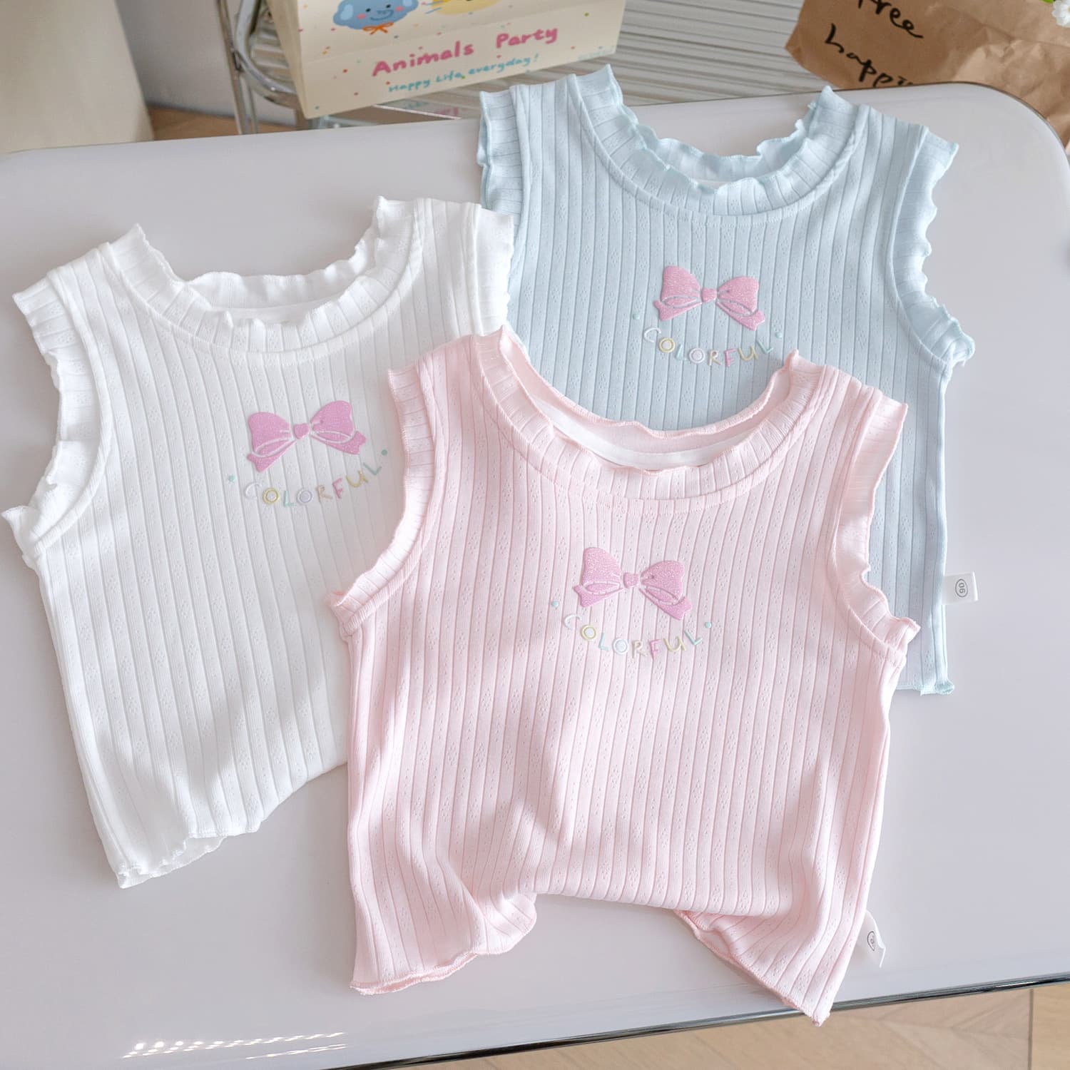Girls' Sweet Vest Top 2025 Summer New Lightweight Thin Sleeveless T-Shirt Candy Color Fashionable Top 3