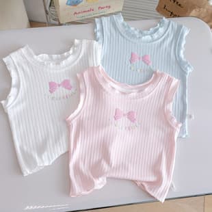 Baby Girl Sweet Vest 25 New Summer Light Thin Sleeveless T-Shirt Girls Candy Color Stylish Top Trendy 3