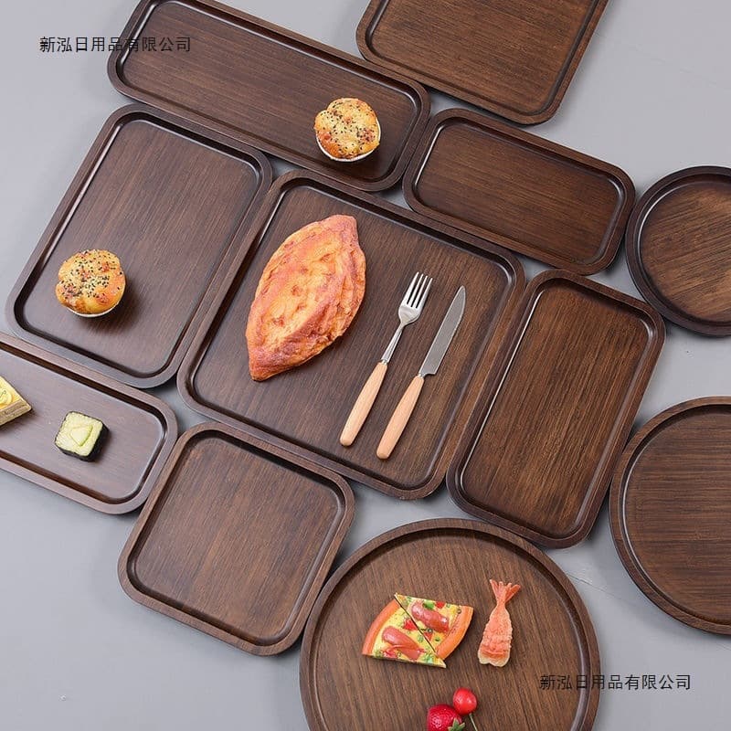 Walnut wooden tray walnut color bamboo tray tea ceremony tray bamboo wooden tea tray bubble tray fruit bread tray Hu foreign trade