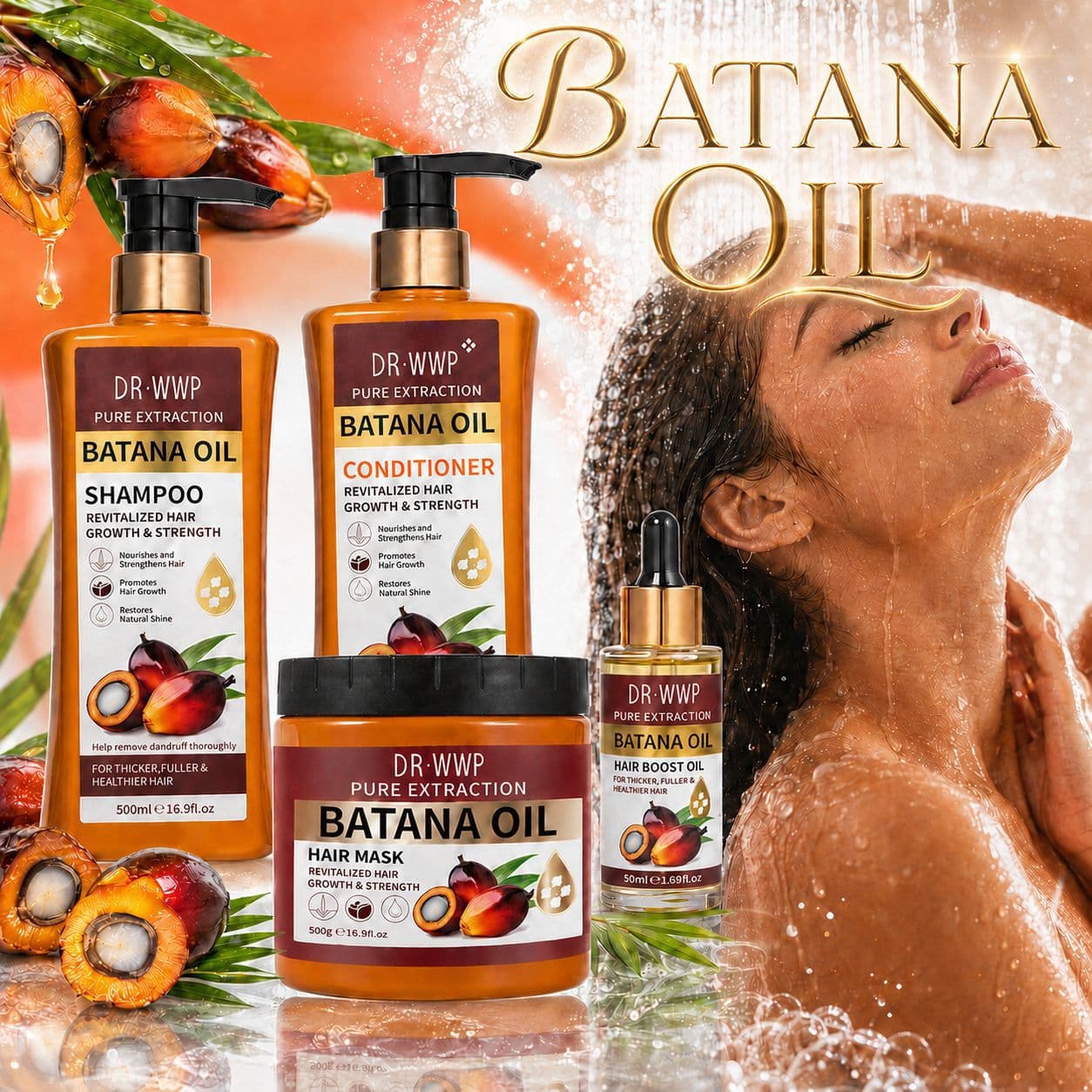 Batan Oil Shampoo and Conditioner Set Deep Clean Repair Dry Frizzy Hair