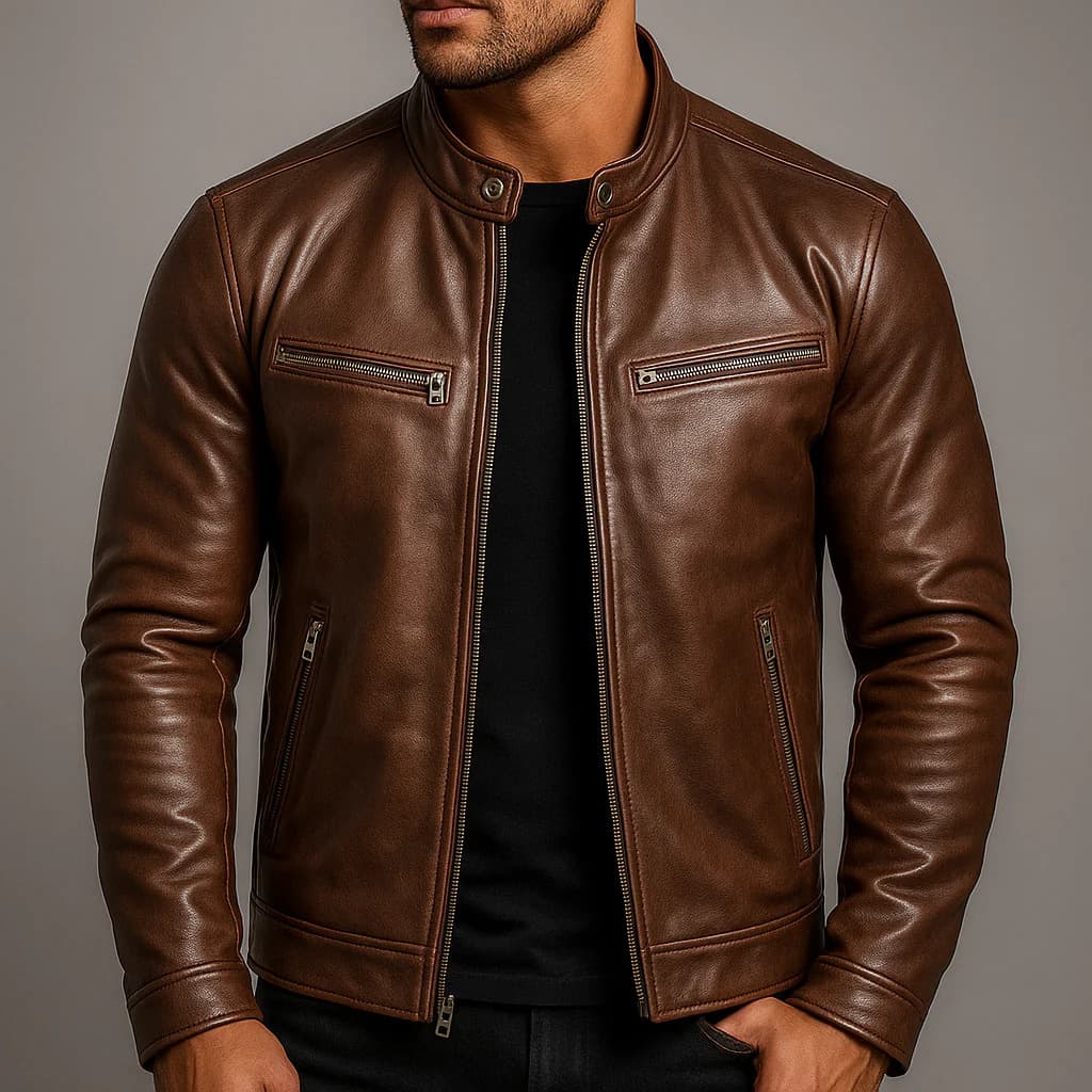 Amazon men's European and American winter cross-border motorcycle style men's leather jacket fashion slim jacket men's jacket thickened