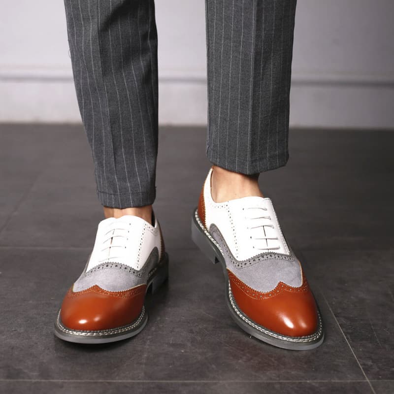 Export Large Size Men's Leather Shoes Breathable Casual Shoes Cross-border Lace-up Men's Shoes Spring/Autumn New Brogue Men's