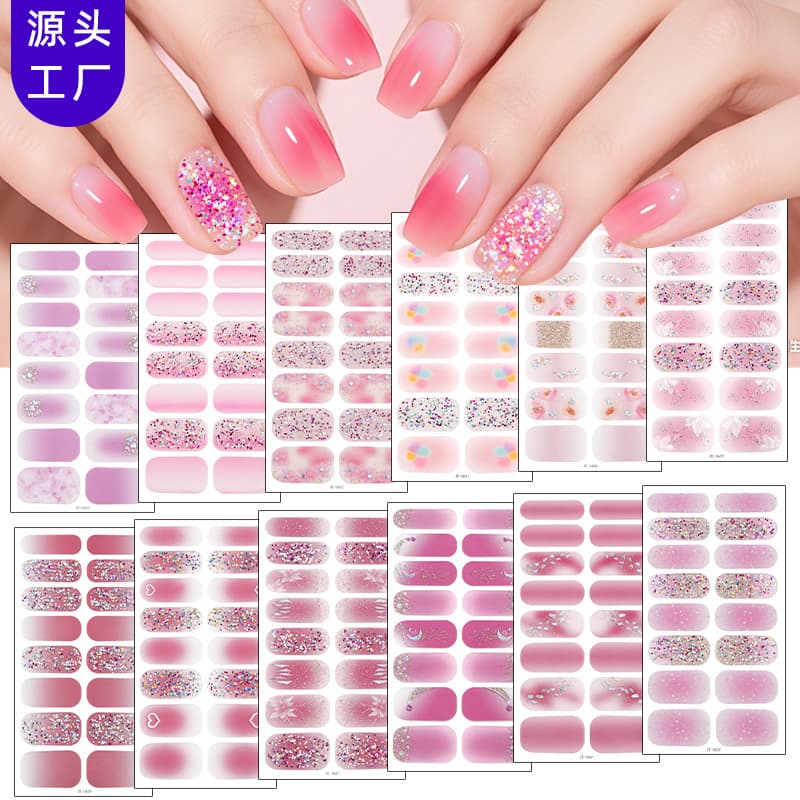 Zhengxiang Nail Oil Film Nail Art Stickers 3D Snowflake Gradient Glitter Nail Decals Cross-border Temu Hot Selling Nail Stickers