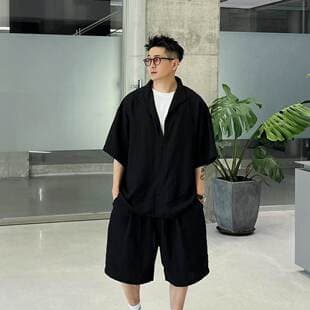 Faux Two-Layer Collar T-Shirt for Men Summer Street Style Old Money Loose Big Size Men's Wear One Set Stylish Short Sleeve Set