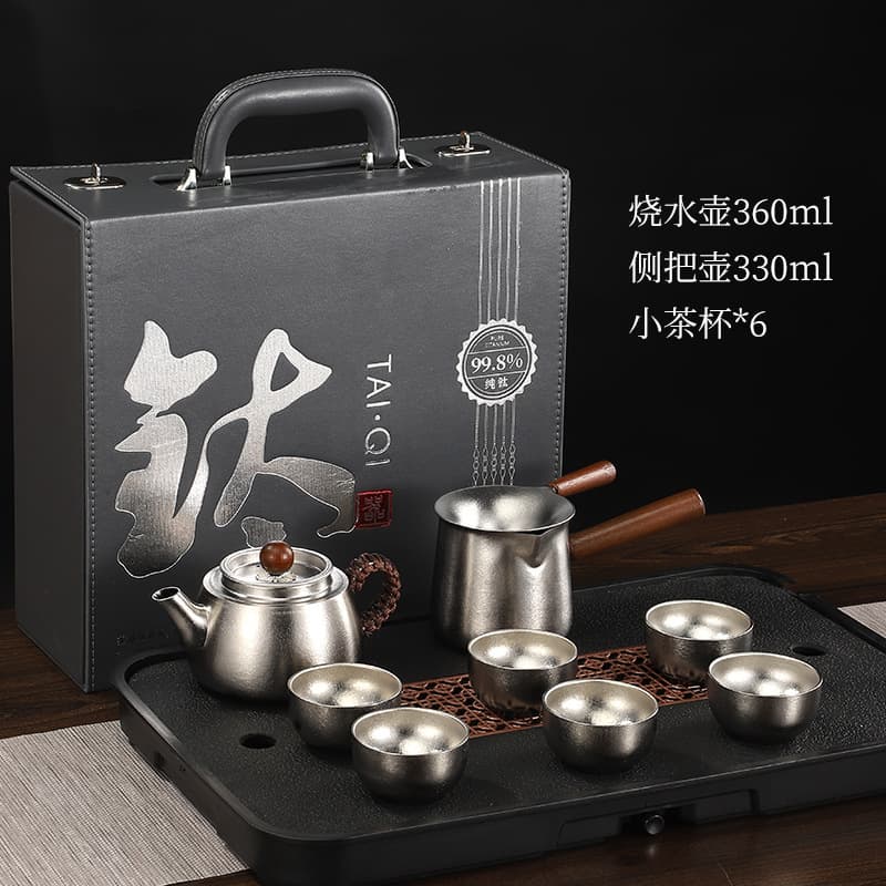 Pure Titanium Teapot Gongfu Set, Home and Outdoor Camping Antibacterial Fresh-Keeping Kettle, Luxury Leader Gift
