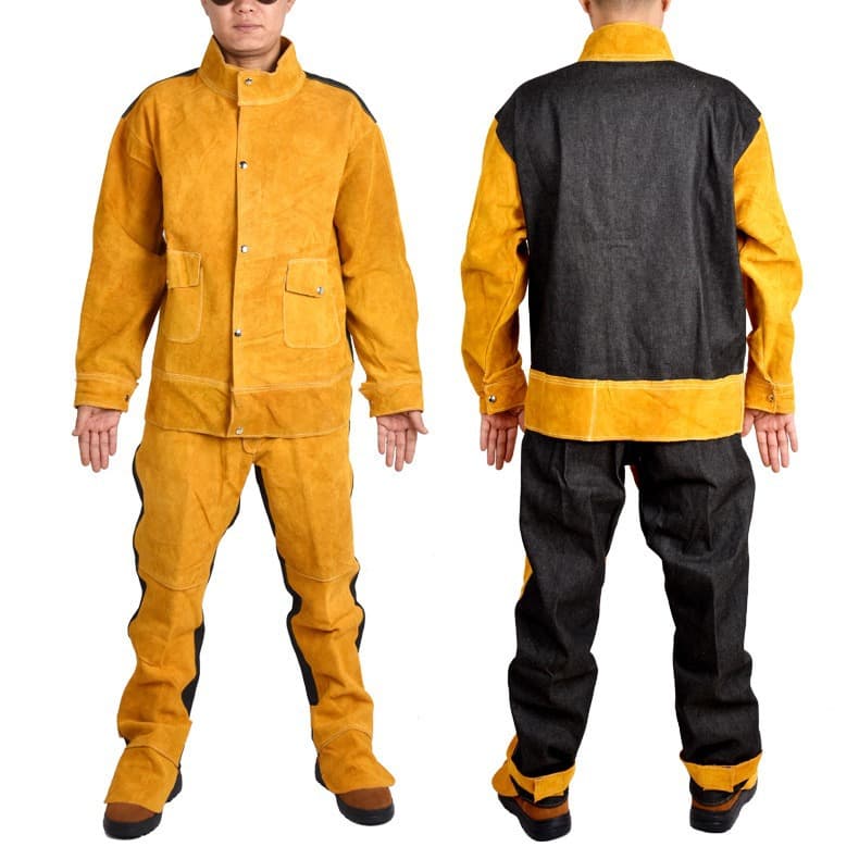 Factory direct supply processed cowhide welding workwear TIG welding long-sleeved protective clothing anti-arc spatter leather suit