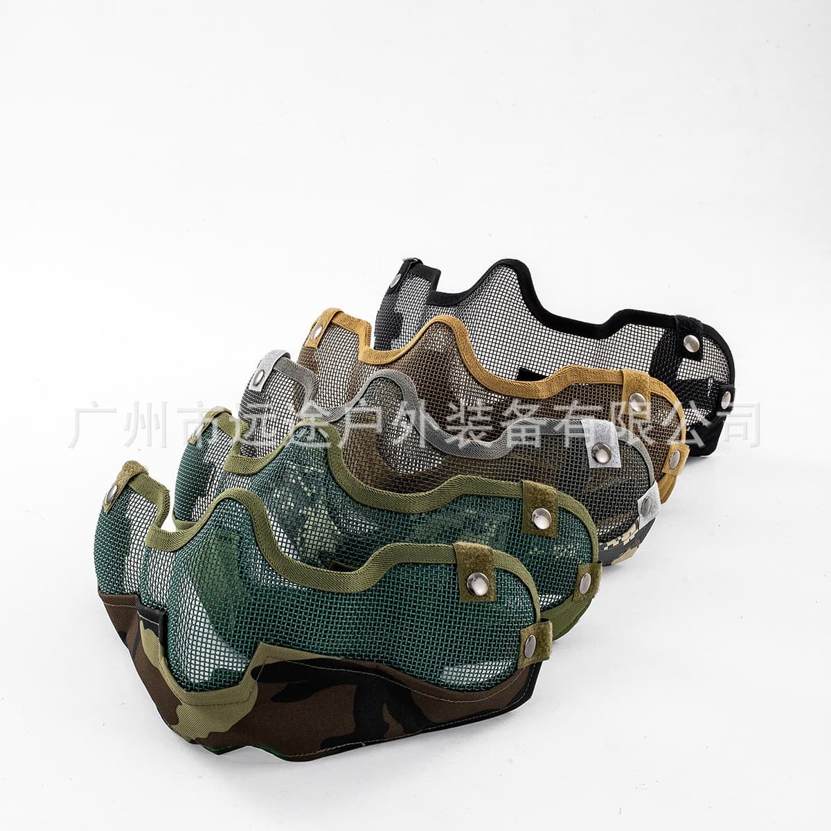 Factory direct sales V2 steel wire mask mouth guard single belt version half face protection field camouflage riding mask military fan equipment