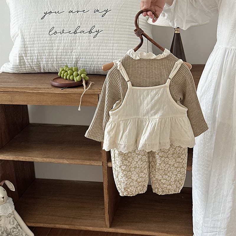Baby Clothes, Spring & Fall Split Suit, Baby Girl's Fashionable Korean Style Shirt Three-Piece Set, Toddler's 100-Day-Old Clothes