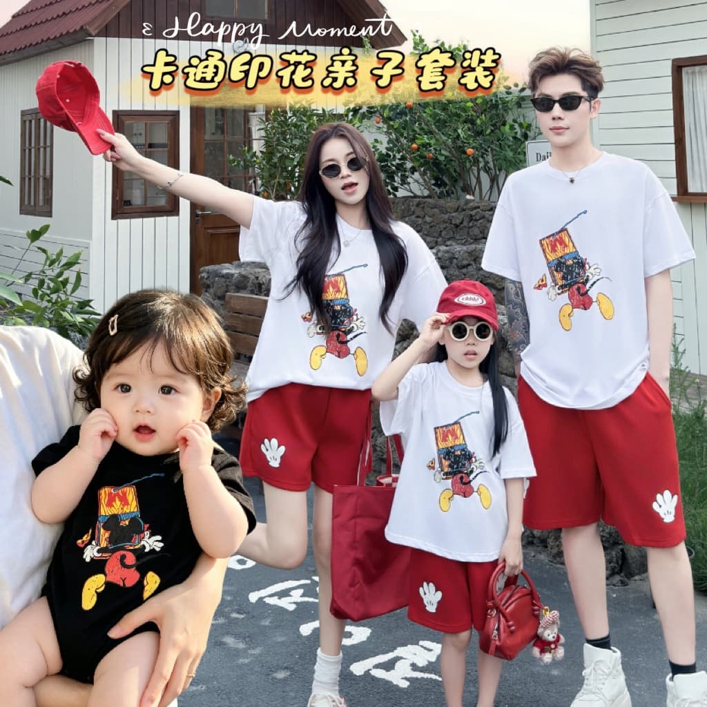 Special mother-daughter matching outfits for a family of three, trendy parent-child clothing, 2026 summer beach parent-child wear