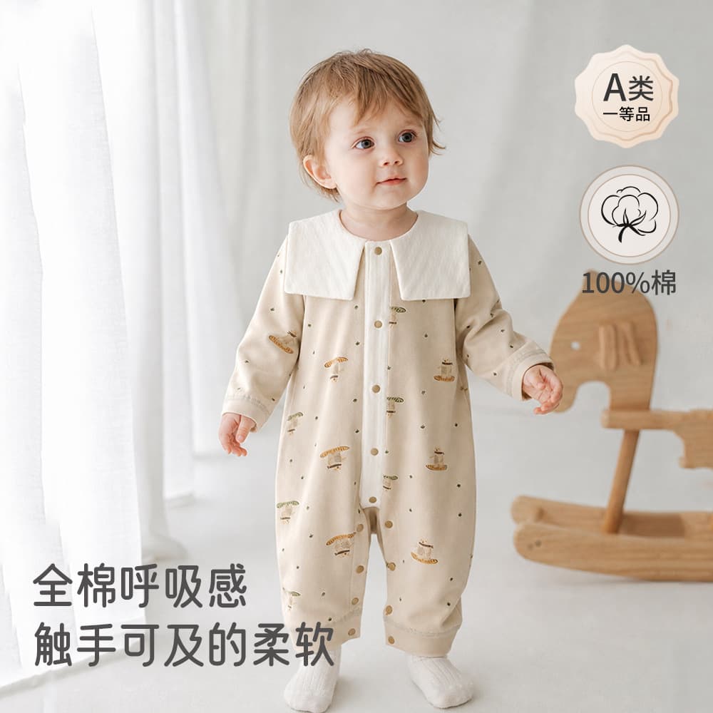 Baby Romper Bodysuit 100% Cotton Seamless Spring/Autumn Baby Boy Girl Navy Collar Infant Outwear