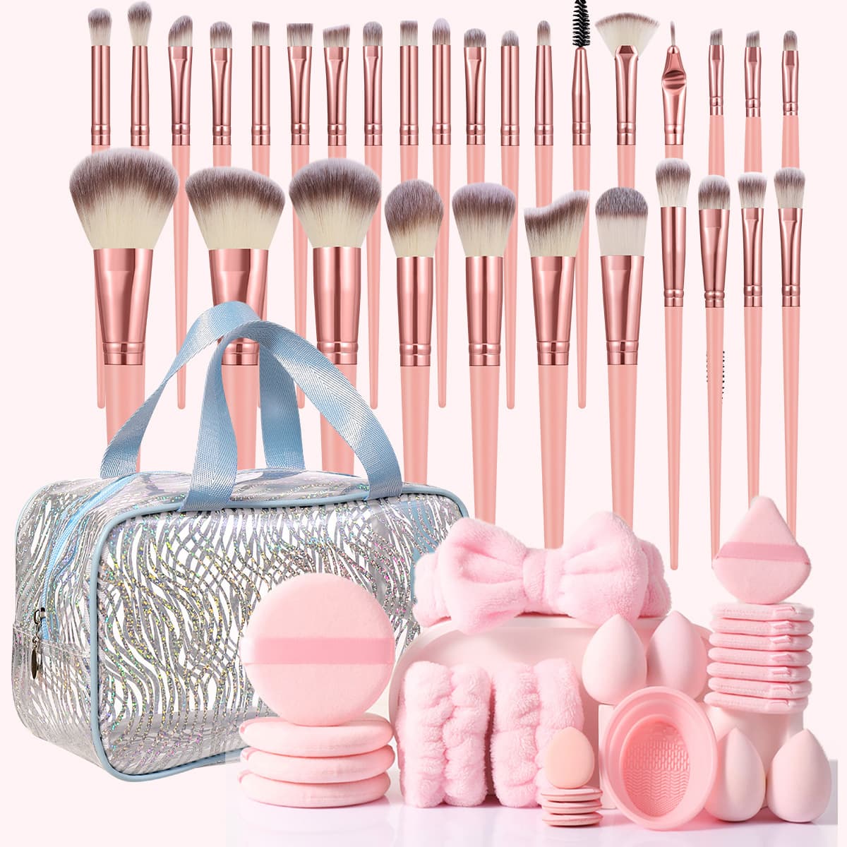 Cross-border 55/45-Piece Makeup Tool Set Complete Makeup Brush Set with Toiletry Bag and Beauty Blender