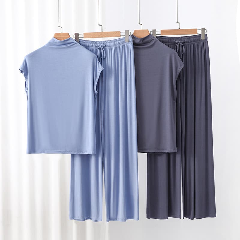 Modal Pajama Set for Women Summer Thin Large Size Loose Long Sleeve Loungewear Set Casual Wear-Out Sleepwear