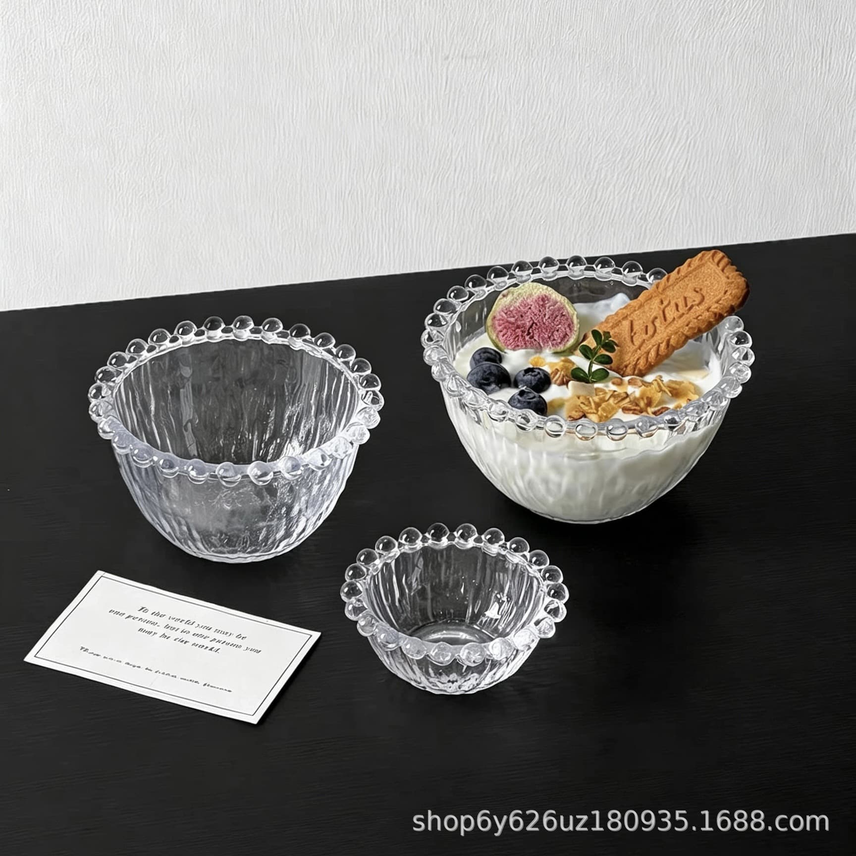 ins bead edge glass bowl dessert ice cream ice cream bowl fruit salad bowl home soy sauce dish oatmeal yogurt bowl