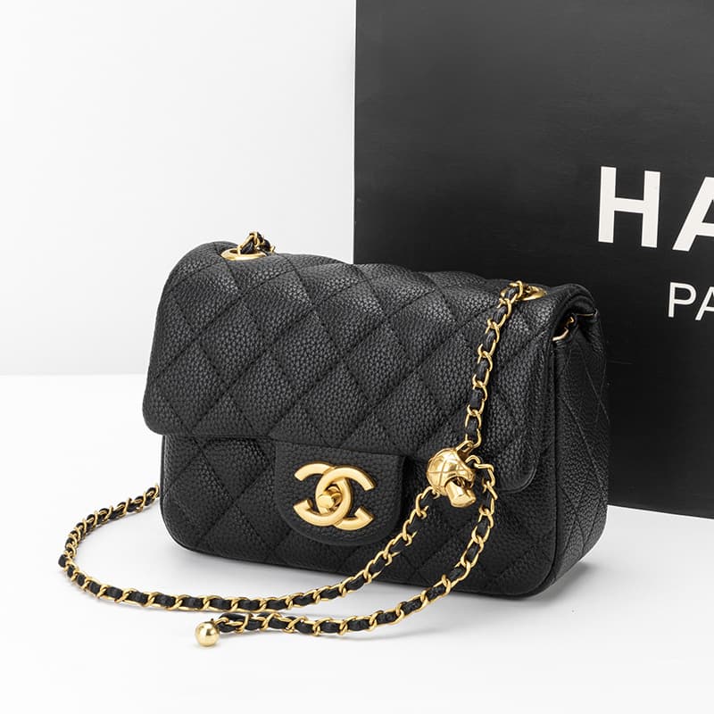 Spring/Summer New Arrival Women's Handbag Chain Bag with Gold Ball, Chanel-Style Quilted Shoulder Crossbody Bag