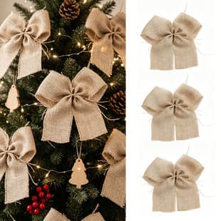 Vintage Burlap Bow Hanging Ornament Christmas Tree Wreath Decoration Rustic Bow Decor Scene Setting