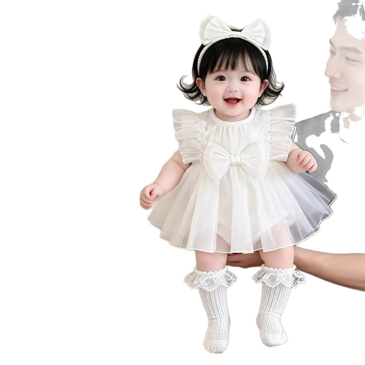 Baby Summer Thin Romper Princess Dress Newborn Girl Full Moon 100 Days Party Dress