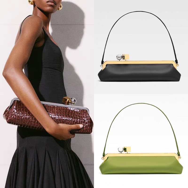 Fashion Round Ball Metal Block Clip Bag 2025 New Ladies Baguette Bag Elegant Party Clutch Shoulder Bag