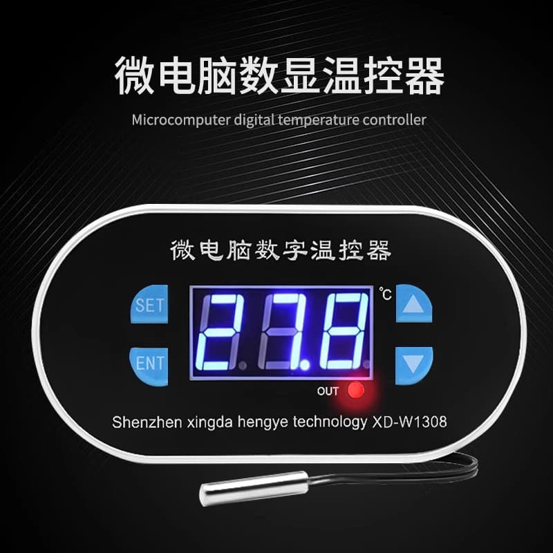 XH-W1308 Digital Temperature Controller Adjustable Smart Digital Display Thermostat Incubation Temperature Control Switch with Housing