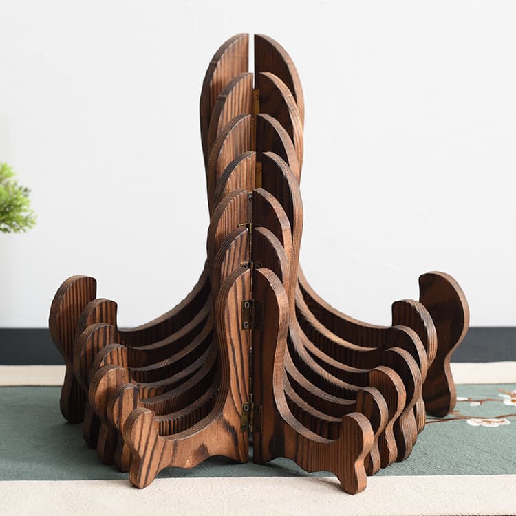Tea Cake Stand Wooden Small Decoration Tea Leaf Pu'er Display Rack Tea Cake Holder Tray Tabletop