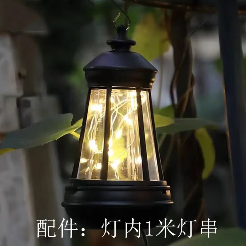 Cross-border solar lantern, waterproof lighthouse dog lantern with resin and iron LED light source for courtyard decoration