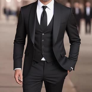 Men's 3-Piece Suit Set Shawl Lapel Groom Wedding Suit Korean Slim Fit Best Man Suit Wedding Attire