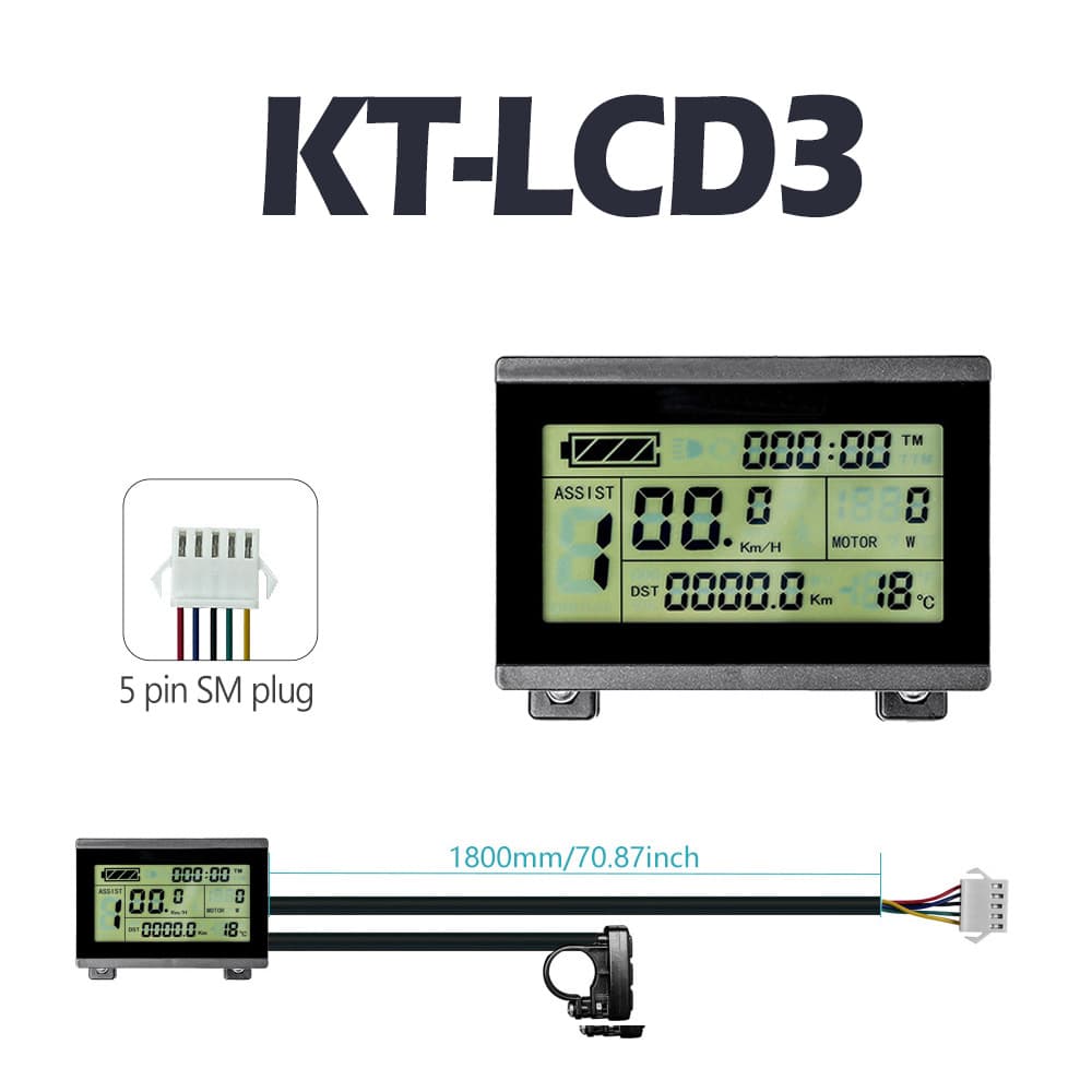 Cross-border Exclusive Sale Electric Bicycle Modification Electric Use Quantum KT-LCD3 LCD Meter/Standard Connector