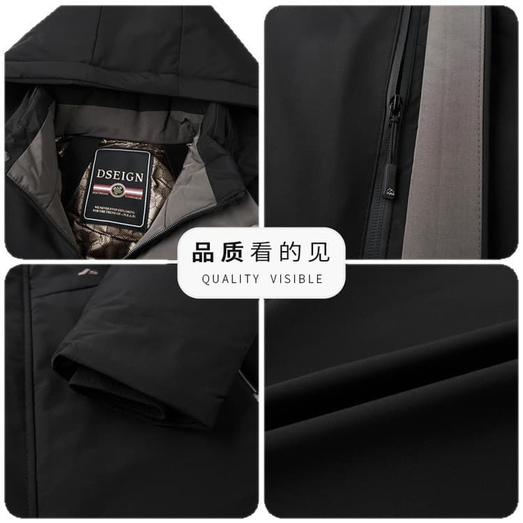 Black Gold Bestseller Cotton Jacket Men's Fashion Fleece-Lined Warm Winter Coat Casual Trendy Outerwear Jianwen 2368