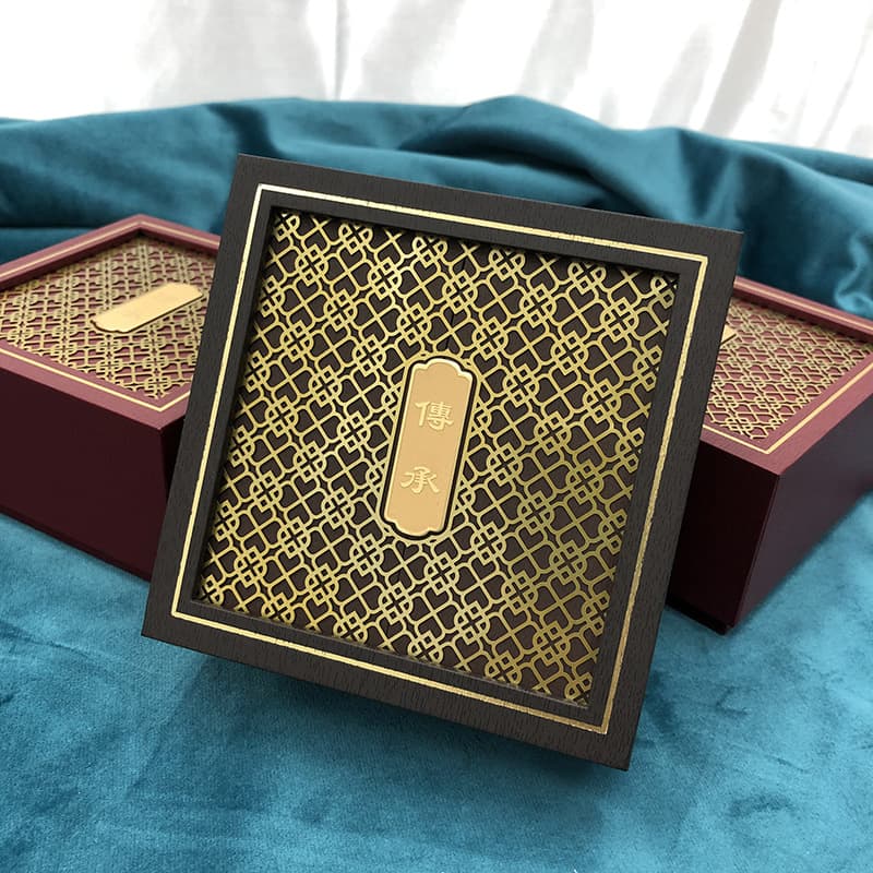 Double-opening antique gold heritage jewelry box, jade and bracelet storage box, bracelet and bead packaging box