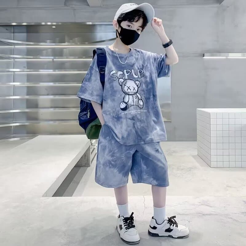 Boys Summer Sportswear Set 2024 New Kids Summer Outfit Short Sleeve Cool Stylish Fashionable