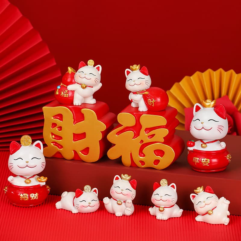 Guofeng Lucky Cat Home Ornament Cartoon Fortune Attracting Entryway Office Desk Decoration Gift for Housewarming Drop Shipping