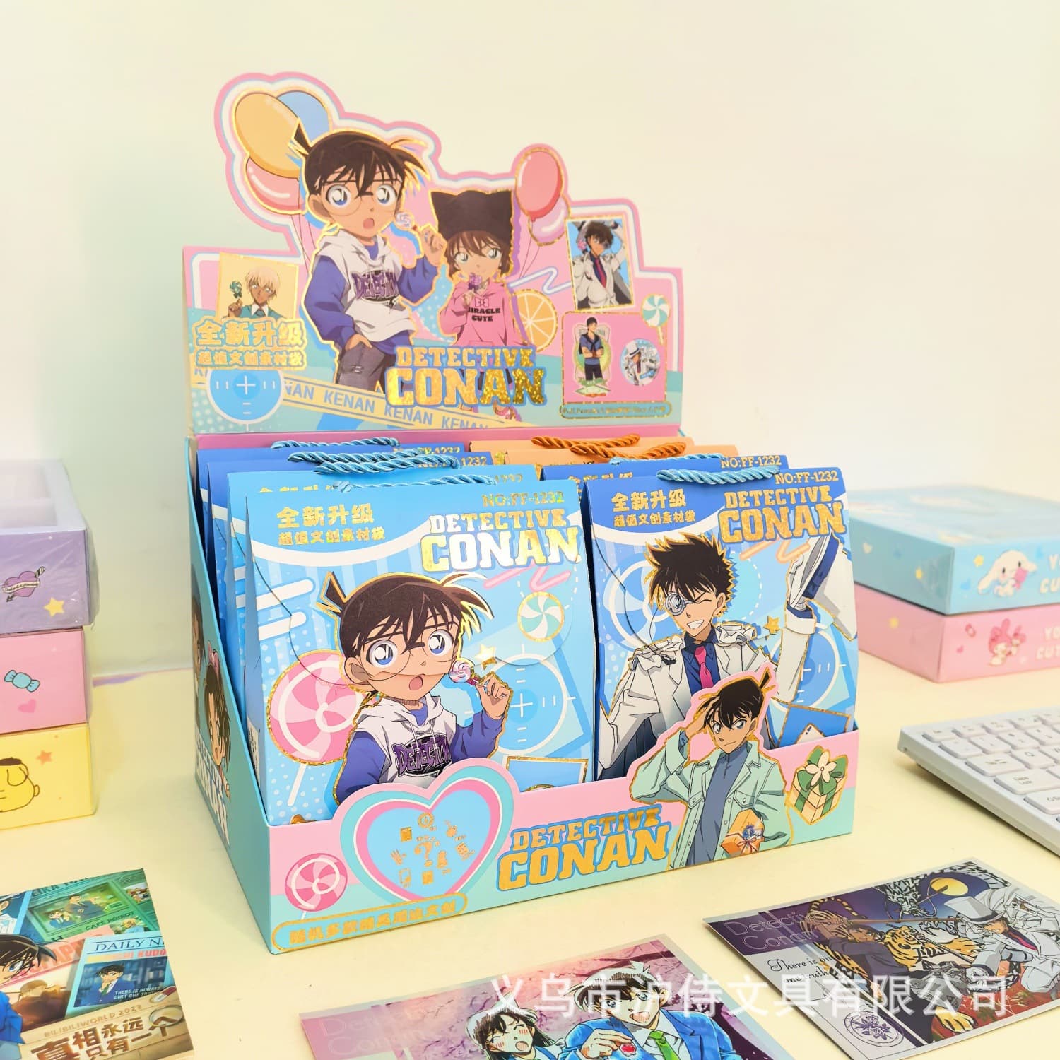 Hot-Selling Detective Conan Handheld Large Blind Bag Cartoon Anime Kaito Kid Badge Postcard Cultural Creative Gift Box