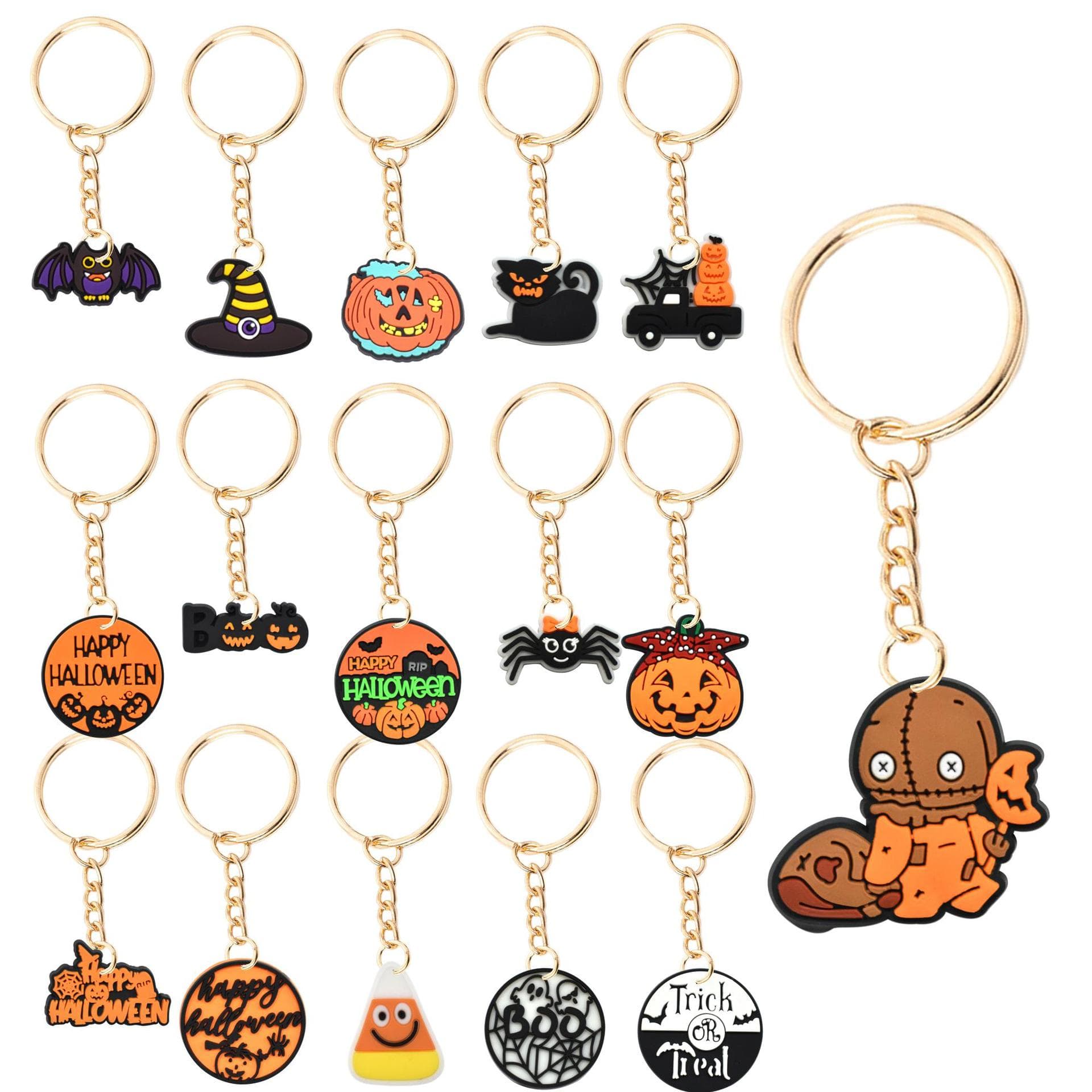 Cartoon Halloween Thanksgiving Pumpkin PVC Soft Rubber DIY Decorative Charm Etsy Anti-Theft Keychain