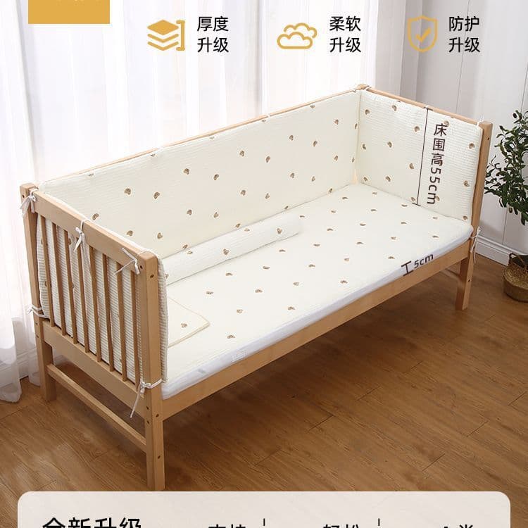 Thickened crib fence soft bag baby anti-collision pure cotton bed fence children heightening splicing removable and washable safety factory wholesale