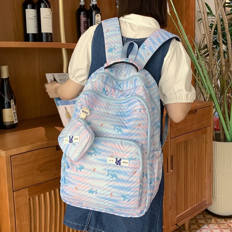 Casual Travel Women's Backpack Large Capacity Nylon Urban Simple Style Waterproof Computer Bag for Junior And High School Students