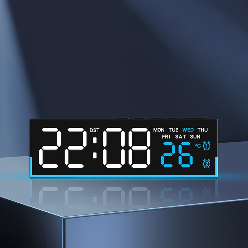 Multifunctional Alarm Clock, Simple Desktop Clock with Ambient Light, Night Light Alarm Clock, Bedroom Bedside Clock, Korean Style Clock 6681