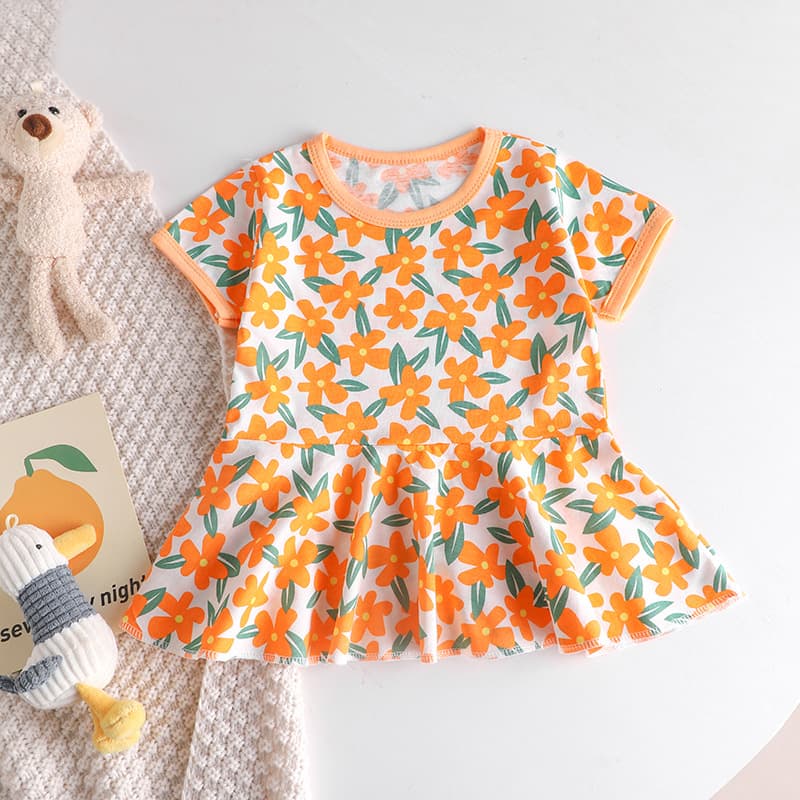 New Summer Girls Dress Fashionable Baby Princess Dress Cotton Korean Style Infant Toddler Casual Sleep Dress