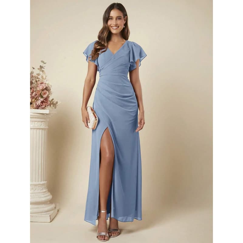 AliExpress Autumn New Women Wedding Butterfly Sleeve Slit Thigh Dress Wedding Guest