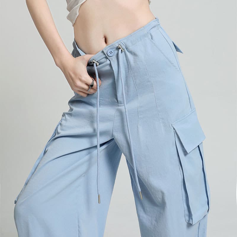 High-Waist American Cargo Pants for Women, Wide-Leg Casual Long Pants, 2026 Spring/Summer New Style, Loose Slimming Pants, Cross-Border Women's Clothing