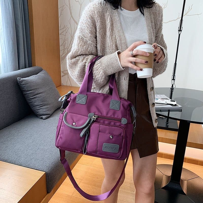 Trendy and versatile waterproof nylon large bag commuter bag women's hand-held crossbody Oxford cloth large capacity single shoulder mommy bag