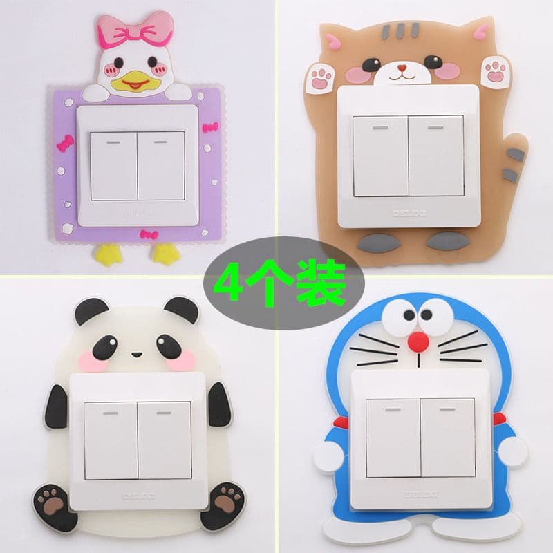 Glow-in-the-Dark Cartoon 3D Switch Stickers and Outlet Covers for Simple Home Decoration