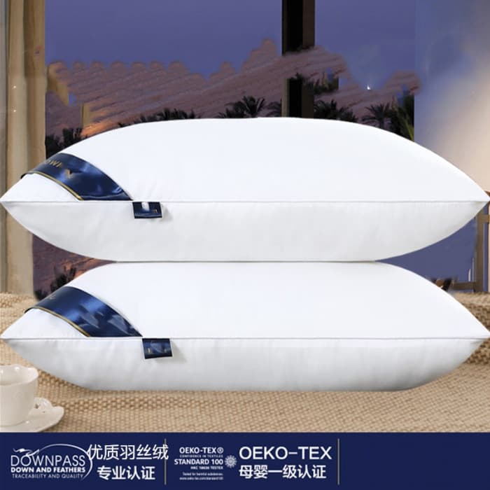 Hilton Five-Star Hotel Pillow Factory Wholesale Gift Group Purchase Delivery 48*74cm Hotel Feather Pillow