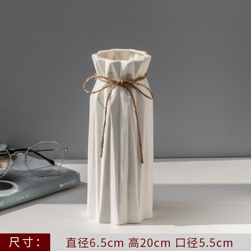 European Style Rose Arrangement Vase White Minimalist Ceramic Flower Vase for Living Room Dining Table Dried Fresh Flowers Hydroponic Decoration
