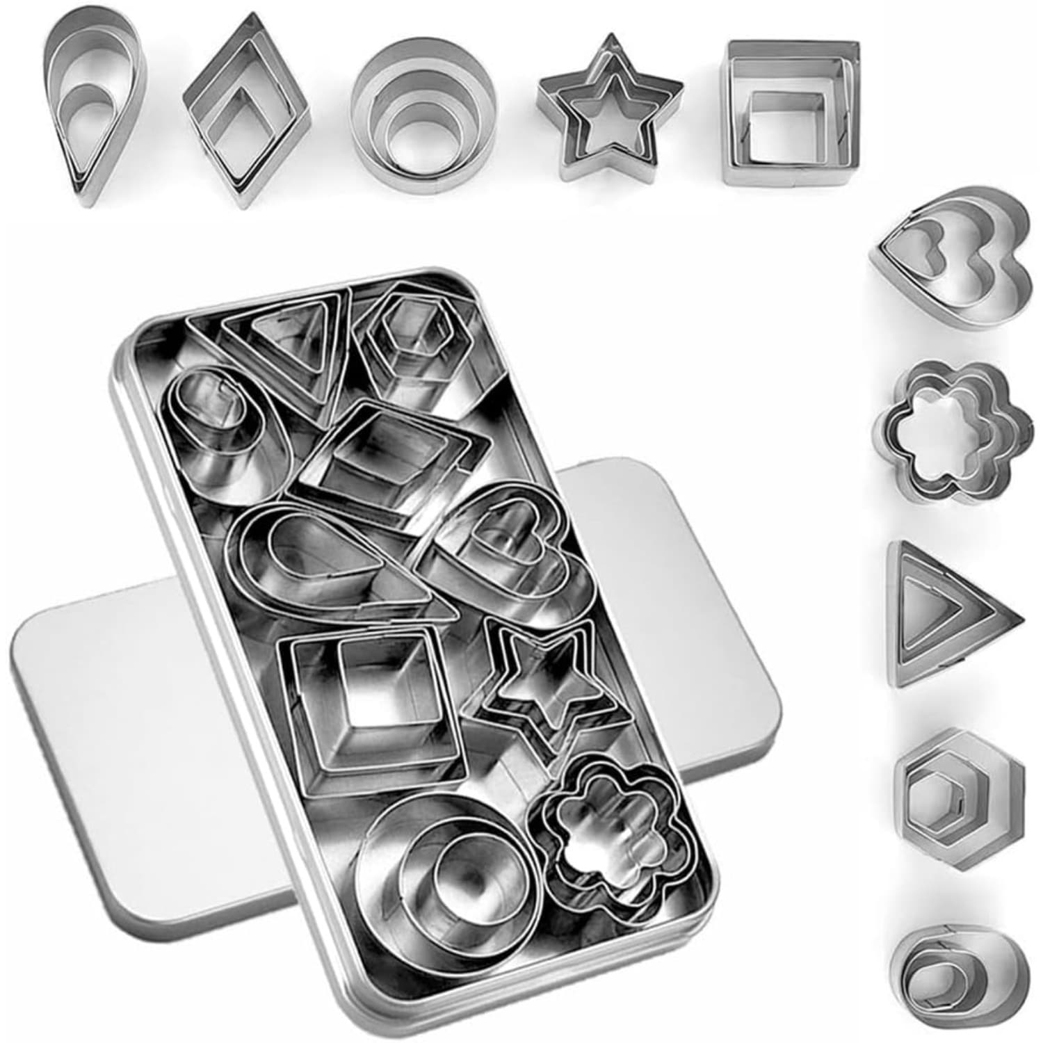 Factory Wholesale Stainless Steel Square Baking Tool 3-Piece Cookie Mold Cake Mold Fruit Cutter