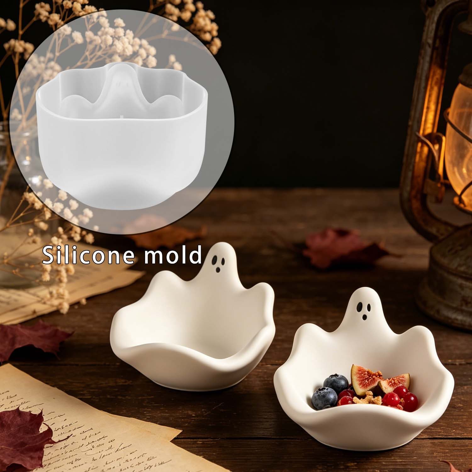 Proud DIY Halloween Storage Bowl Silicone Mold Creative Ghost Bowl Plaster Ornament Glue Mold